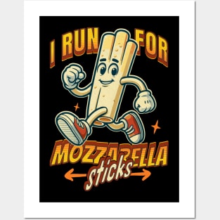 Run For Mozzarella Sticks Funny Fitness Cheesy Run Club Posters and Art